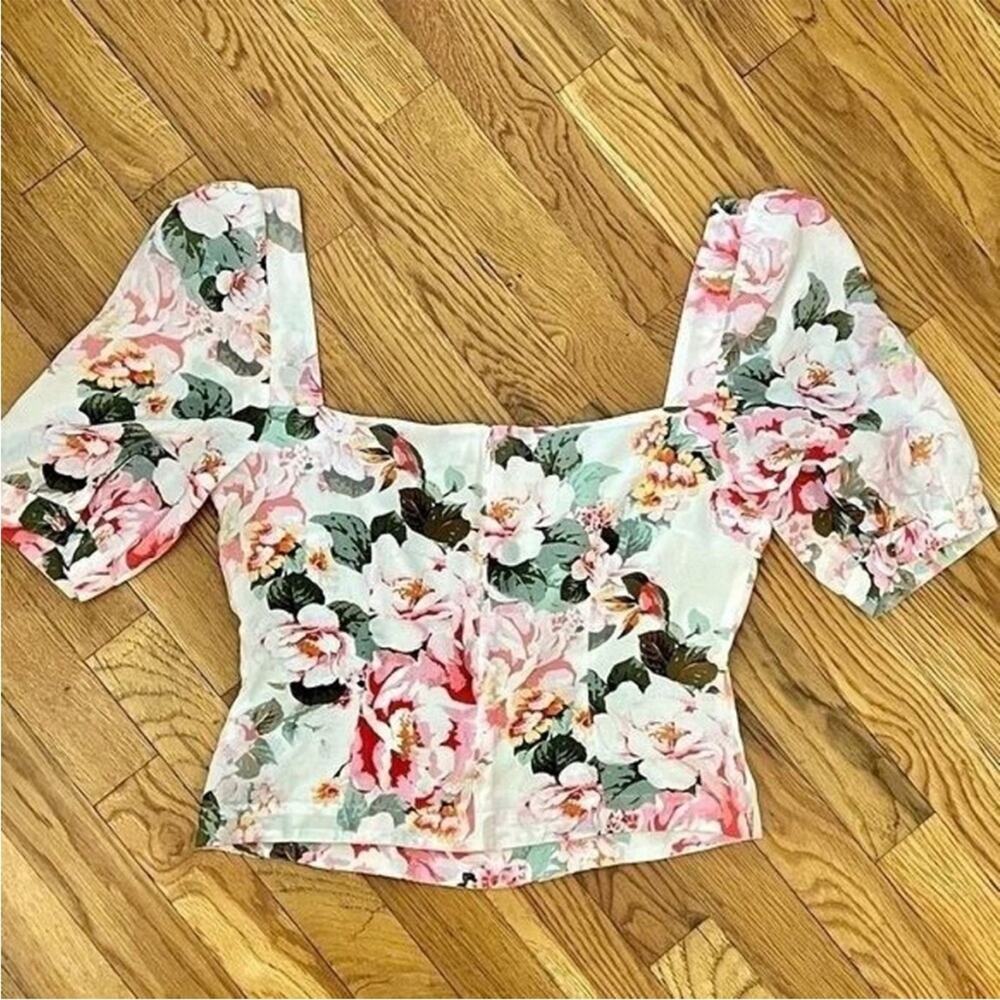 Favorite Daughter The One that Got Away Floral Cropped Puff Sleeve Blouse –S - Picture 4 of 9